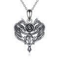 wholesale 925 Sterling Silver Dragon & Rose Heart Pendant Necklace for Women-0-0