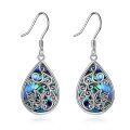 wholesale 925 Sterling Silver Teardrop Abalone Shell Butterfly Dangle Earrings for Women-0-0