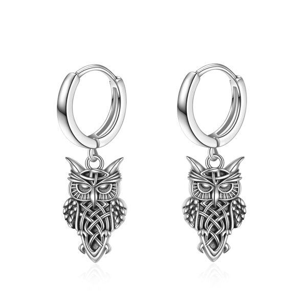 Sterling Silver Celtic Owl Earrings-0