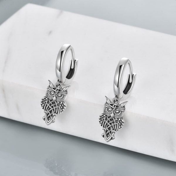 Sterling Silver Celtic Owl Earrings-3