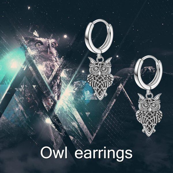 Sterling Silver Celtic Owl Earrings-5