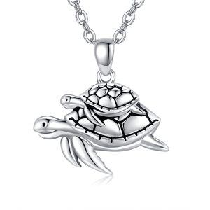 Sterling Silver Turtle Necklace-0