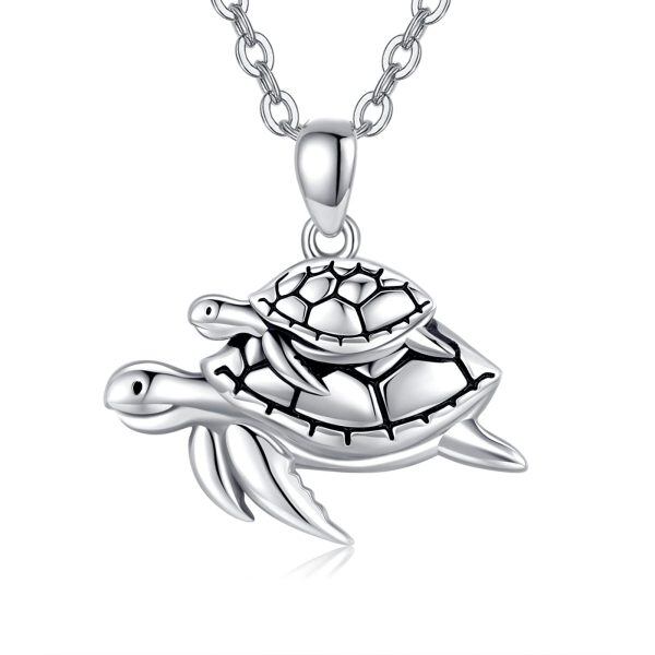 Sterling Silver Turtle Necklace-0