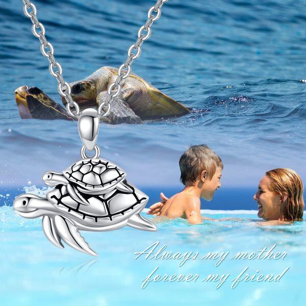 Sterling Silver Turtle Necklace-4