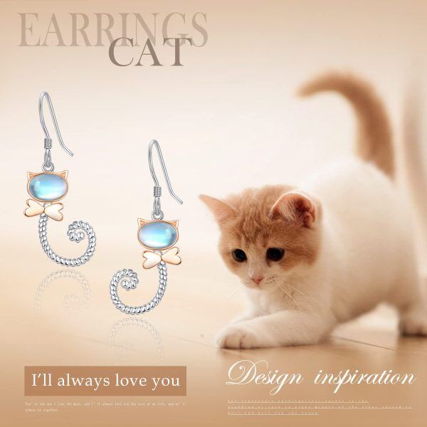 Sterling Silver Cat Earrings-4