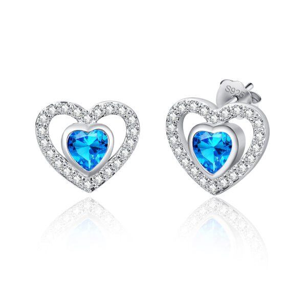 Sterling Silver Heart Earrings-0