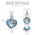 wholesale 925 Sterling Silver Heart-Shaped Hummingbird & Flower Cremation Jewelry Urn Pendant Necklace with Blue Crystal Accents-0-3