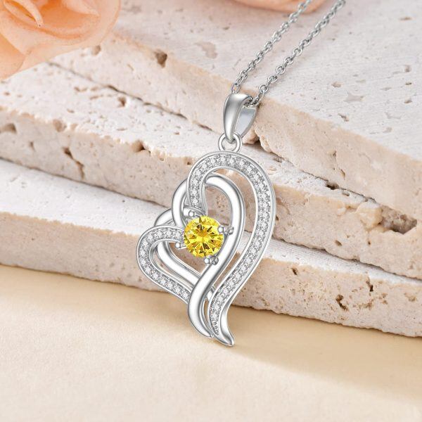 Sterling Silver Heart Pendant Necklace-4