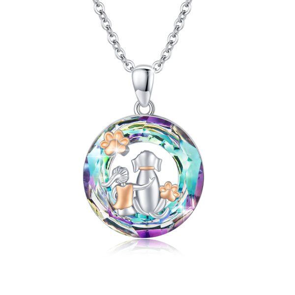 Sterling Silver Girl And Dog Necklace-0