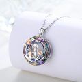 wholesale 925 Sterling Silver Rainbow Crystal Girl and Dog Pendant Necklace for Women-0-1