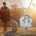 wholesale 925 Sterling Silver Rainbow Crystal Girl and Dog Pendant Necklace for Women-0-3