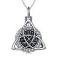 wholesale 925 Sterling Silver Triquetra Knot Cremation Jewelry Pendant with Norse Runes and Valknut Symbol-0-0