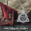 wholesale 925 Sterling Silver Triquetra Knot Cremation Jewelry Pendant with Norse Runes and Valknut Symbol-0-5
