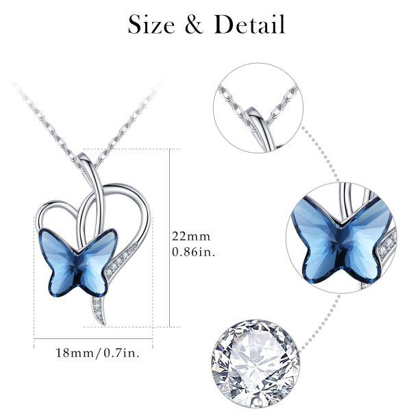 Sterling Silver Butterfly Heart Necklace-2