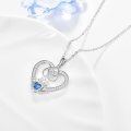 wholesale 925 Sterling Silver Blue Crystal Claddagh Heart Pendant Necklace for Women-0-2
