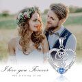 wholesale 925 Sterling Silver Blue Crystal Claddagh Heart Pendant Necklace for Women-0-3