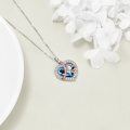 wholesale 925 Sterling Silver Blue Crystal Heart Pendant Necklace Romantic Gifts for Women-0-2
