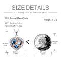 wholesale 925 Sterling Silver Blue Crystal Heart Pendant Necklace Romantic Gifts for Women-0-3
