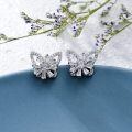 wholesale 925 Sterling Silver Butterfly Stud Earrings with Cubic Zirconia for Women-0-4