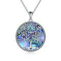 wholesale 925 Sterling Silver Abalone Shell Tree of Life Pendant Necklace for Women-0-0