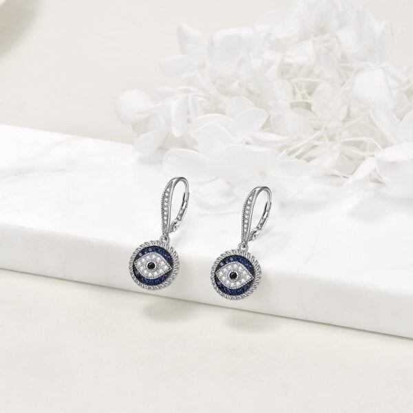 Sterling Silver Evil Eye Earrings-1