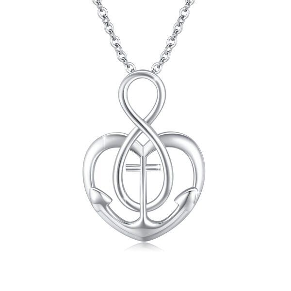 Sterling Silver Infinity Anchor Necklace-0