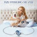 wholesale 925 Sterling Silver Blue Crystal Paw Print Heart Charm Bracelet for Women-0-3
