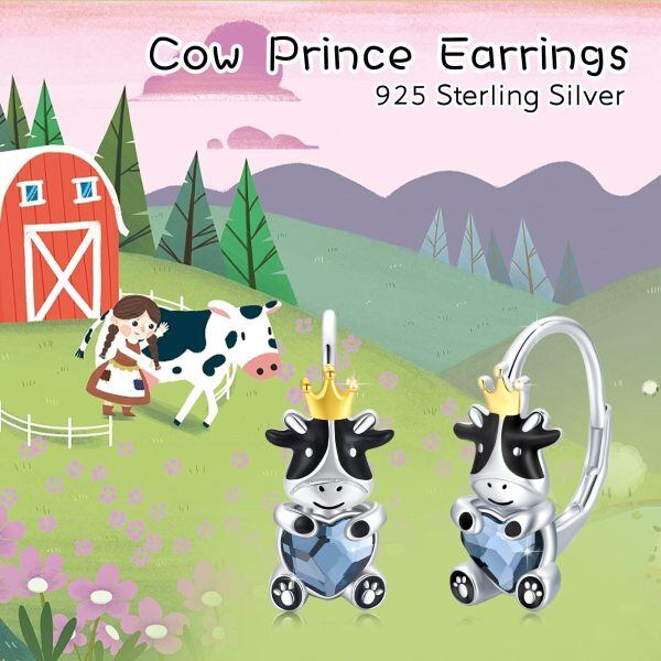 Sterling Silver Cow Earrings-2