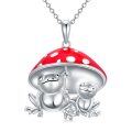wholesale 925 Sterling Silver Mother Daughter Frog Mushroom Pendant Necklace for Women-0-0