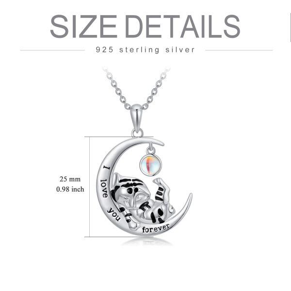 Sterling Silver Tiger Moon Pendant Necklace-5