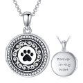 wholesale 925 Sterling Silver Round Dog Paw Print Pendant Necklaces with Engraved Message Forever in my heart for Women s-0-0