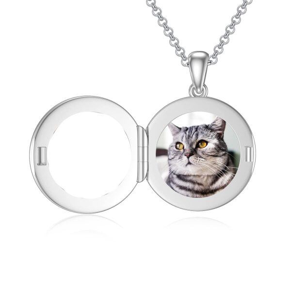 Sterling Silver Dog Paw Locket Necklace-2