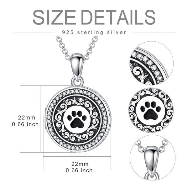 Sterling Silver Dog Paw Locket Necklace-5