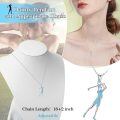 wholesale 925 Sterling Silver Blue Crystal Golfer Pendant Necklace for Women-0-2