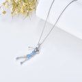 wholesale 925 Sterling Silver Blue Crystal Golfer Pendant Necklace for Women-0-4