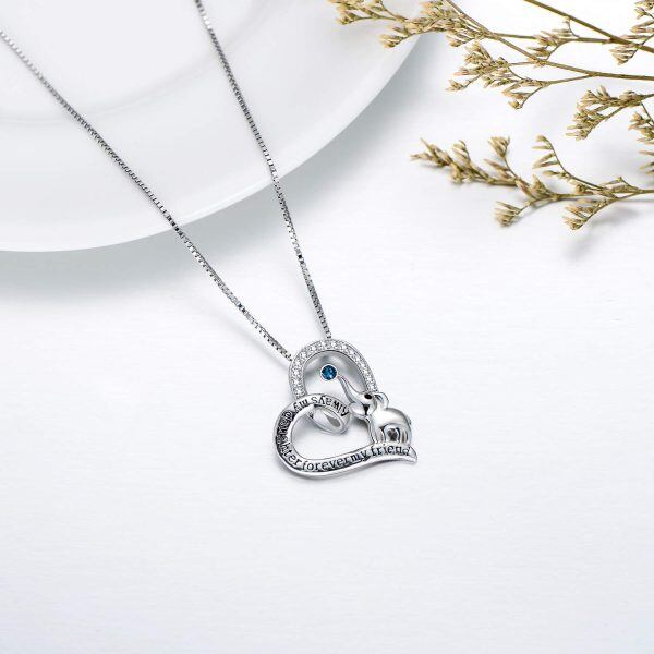 Sterling Silver Elephant Heart Pendant Necklace-1