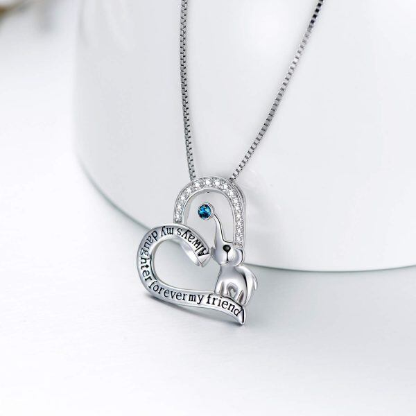 Sterling Silver Elephant Heart Pendant Necklace-2