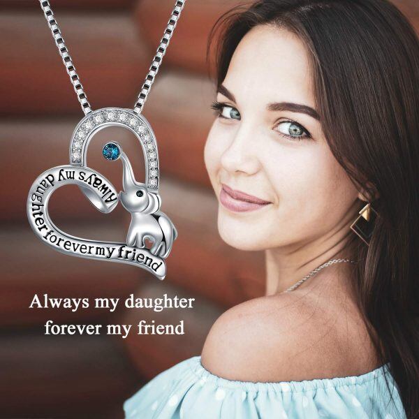 Sterling Silver Elephant Heart Pendant Necklace-3