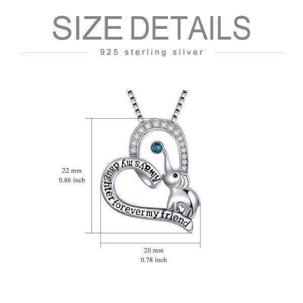 Sterling Silver Elephant Heart Pendant Necklace-4