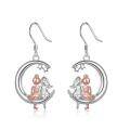 wholesale 925 Sterling Silver Moon & Stars Ballerina Sister Drop Earrings - Birthday Gifts for Women-0-0
