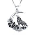 wholesale 925 Sterling Silver Moonstone Howling Wolf Pendant Necklace s for Women-0-0