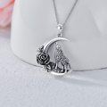 wholesale 925 Sterling Silver Moonstone Howling Wolf Pendant Necklace s for Women-0-2
