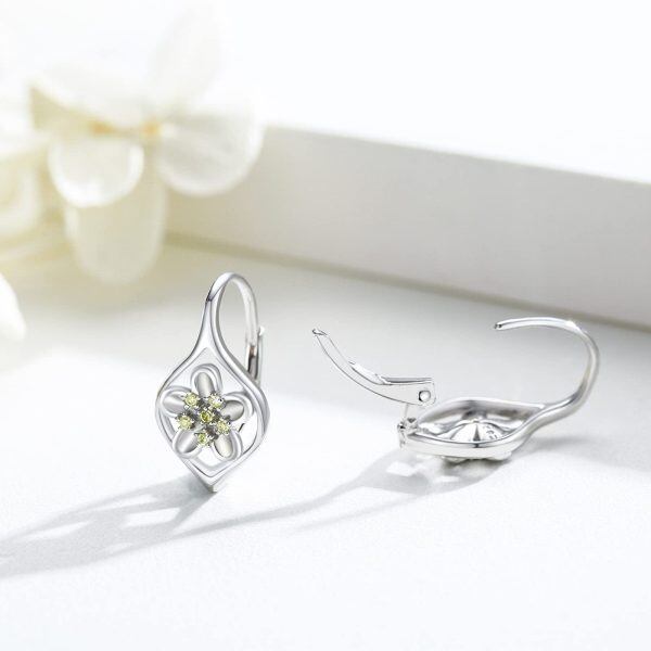 Sterling Silver Daisy Hoop Earrings-1