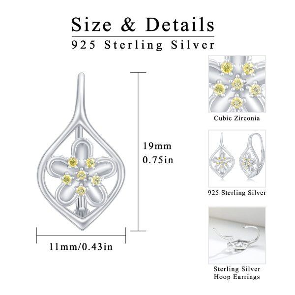 Sterling Silver Daisy Hoop Earrings-5