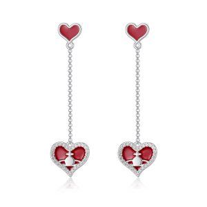 Sterling Silver Heart Earrings-0