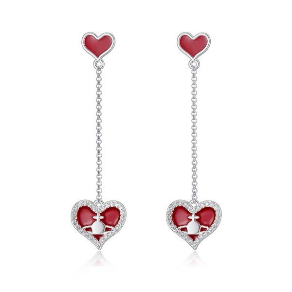 Sterling Silver Heart Earrings-0