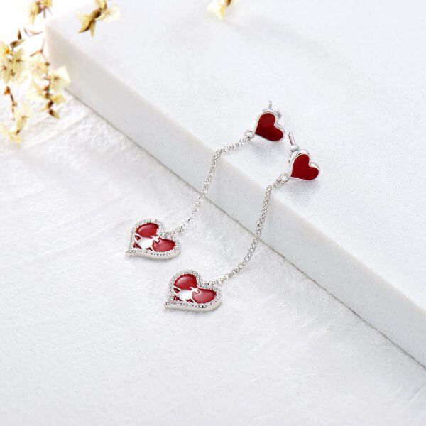 Sterling Silver Heart Earrings-3