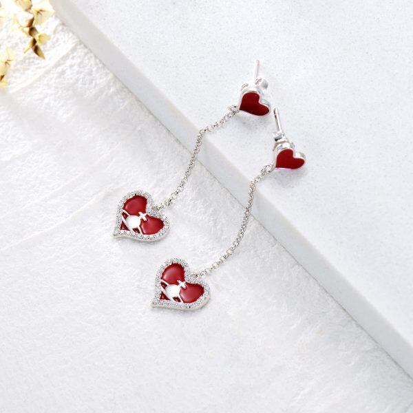 Sterling Silver Heart Earrings-4