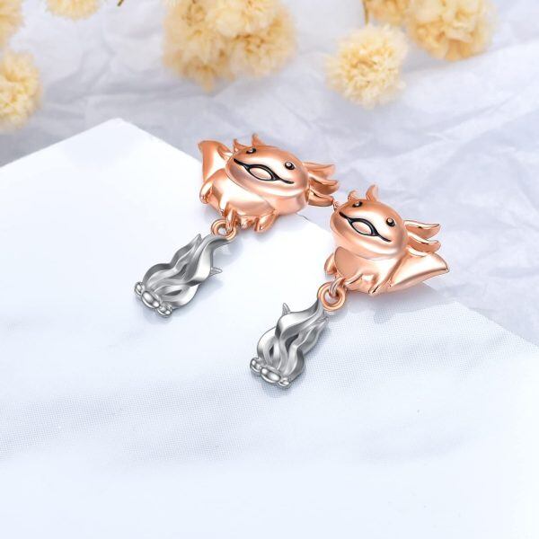 Sterling Silver Axolotl Earrings-4