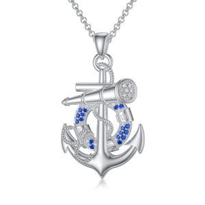 Sterling Silver Anchor Necklace-0